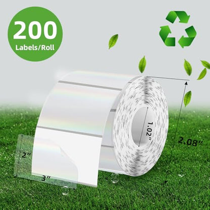 3x2 Inch Transparent Holographic Thermal Labels Stickers, Clear Self-Adhesive Direct Thermal Labels, Perforation Line Design& Waterproof- 200 Sheets - size: 2*3 inch
