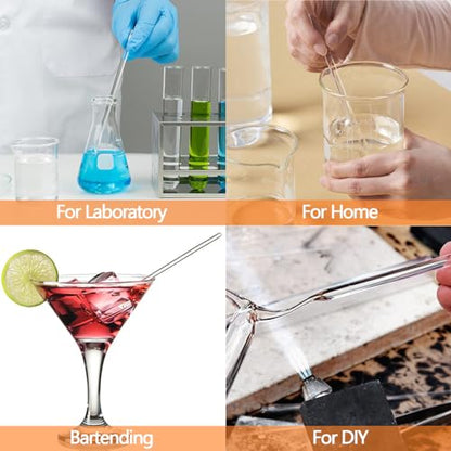 Glass Stirring Rod 12 Inch Length Stir Stick with Both Ends Round 24 pcs/pk