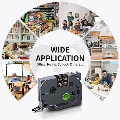 Absonic Tz-335 White on Black Label Tape Compatible for Brother Tze-335 P Touch Label Tape Tze Tz 12mm 0.47 Laminated Black for Ptouch Label Maker PTD220 PTH110 PTD210 PTD600 PTD400 PT1880, 4 Pack - color: White on Black
