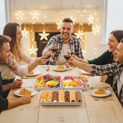 Lifewit 8 Pcs Serving Tray for Party, Reusable Plastic Food Serving Platter - size: Standard (14" x 10")