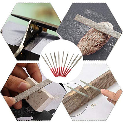 YAKAMOZ Diamond Needle File Set,10Pcs Multi Shape Polishing Tools 2x100mm