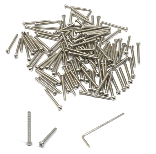 iexcell 100 Pcs M2 x 20mm Thread Pitch 0.4 mm Stainless Steel 304 Hex Socket Button Head Cap Screws Bolts Kit - size: M2 x 20mm