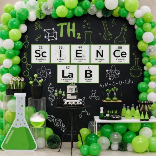 Gueevin 88 Pcs Science Party Decorations Kit Science Fair Bulletin Board for Classroom Colorful Balloon Arch Garland Kit for Lab Week Scientist Choool Educational Theme Subject(Sage Green) - color: Sage Green