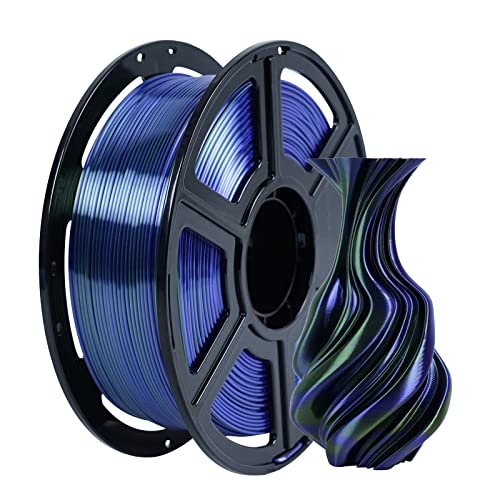 FLASHFORGE Silk Dual Color Filament, Blue and Green 2 in 1 Coextrusion Silk PLA Filament 1.75mm, 3D Printer Filament Color Change 1kg(2.2lbs) Spool, Dimensional Accuracy +/- 0.02mm - color: Blue and Green 2 in 1