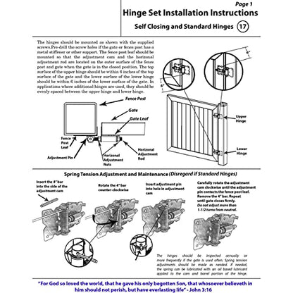 Self Closing Vinyl Gate Hinges - White - for Vinyl, PVC and Plastic Fencing: Vinyl Fence Gate Hinges w/Mounting Hardware - color: White