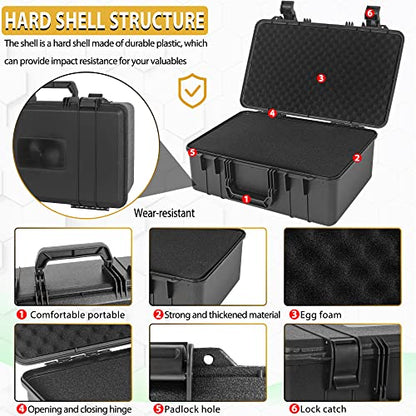 TORIBIO Hard Carrying Case with Foam Shockproof Storage 17"x10.3"x5.5" - size: 17" x 10.3" x 5.5"