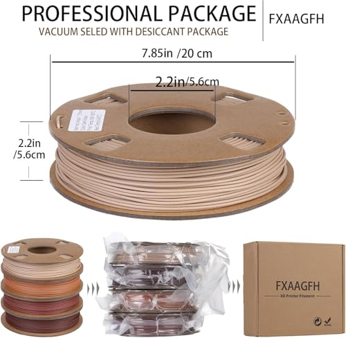 30% Real Wood Fiber 3D Printer Filament Bundle, 3 D PLA Printing Print Filament 1.75 mm, +/-0.03mm & 2.2 lbs, Walnut, Oak, Cherry, Teak, 250g X 4 Pack - color: 4 Wood