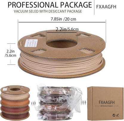 30% Real Wood Fiber 3D Printer Filament Bundle, 3 D PLA Printing Print Filament 1.75 mm, +/-0.03mm & 2.2 lbs, Walnut, Oak, Cherry, Teak, 250g X 4 Pack - color: 4 Wood