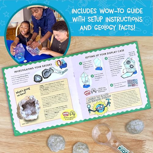 Wow in The World – 10 Real Break-Open Crystal Geodes with Display Case – Bonus Goggles & Magnifying Glass, Companion Audio Content, STEM Toy for Boys & Girls 6+ by Thames & Kosmos