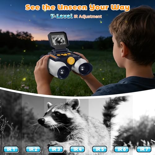 Binoculars for Kids with Night Vision - 48MP FHD Digital Camera Telescope - color: White