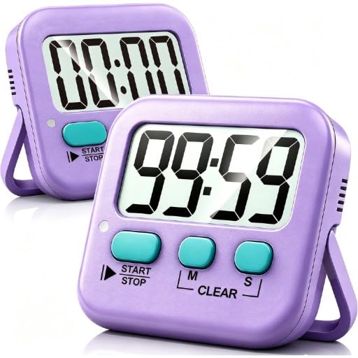 Antonki 2 Pack Digital Timer for Kids Classroom Kitchen Timers for Cooking - color: Fresh Purple