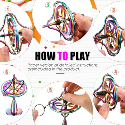 meekoo 2 Pcs Gyroscope Toys, Metal Anti Gravity Top, Colorful - style: Colorful