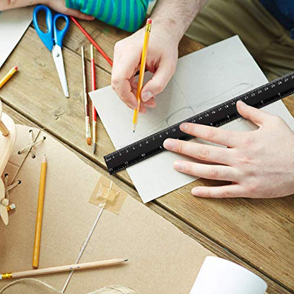 EBOOT 50 Pack 12 Inch Black Plastic Rulers Bulk for Classroom School Office - color: Black