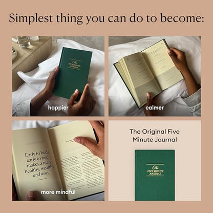 Intelligent Change The Five Minute Journal, Original Daily Gratitude 2025, Reflection Manifestation for Mindfulness, Undated Daily with Gold Foiling, Plastic-Free, Green - color: Earth Green