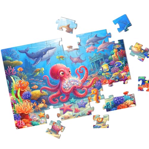 Jumbo Floor Puzzles for Kids Ages 3-5 48 Piece Ocean Educational Toy - color: Underwater World