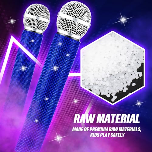 Sanwuta Fake Microphone Prop, Sparkly Bling Rhinestones Mic, Royal Blue - color: Royal Blue