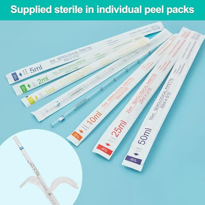 Serological Pipette 2ml Serological Pipettes,Individually Wrapped, Pack of 100 - size: 2ml-100pcs