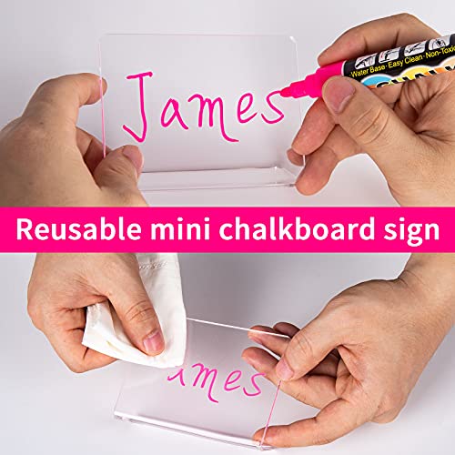 AITEE 20 Pack Acrylic Mini Chalkboard Signs Clear Tabletop Signs L-Shaped - style: L-Clear 20