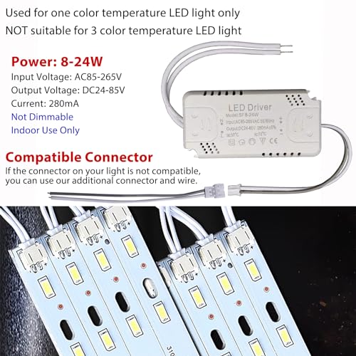 LED Driver 8-24W for Single Color Ceiling Strip Spot Light Module Panel, Replacement LED Power Supply Starter Transformer Adapter, Input AC85-265V Output DC24-85V - style: SF 8-24W 1CCT