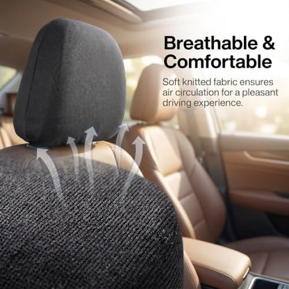 2 PCS Car Seat Headrest Covers, 9" x 10.6" Highly Elastic Knitted Car Headrest Protector, Breathable Dustproof Washable Auto Head Rest Sleeve, Universal for Vehicles SUV Truck (Gray) - color: Gray