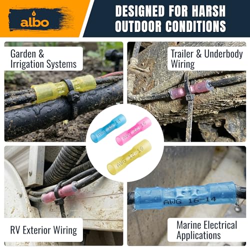 ALBO 200 Pcs Heat Shrink Butt Connectors for 26-10 AWG Electrical Wire - color: Butt 200Pcs Set 26-10 AWG