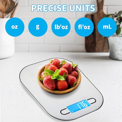 Smart Weigh Stainless Steel Kitchen Scale, 11 lb x 1g, Nutrition Tracking - color: Stainless Steel