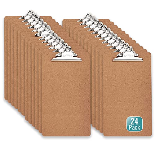 24 Clipboards Standard A4 Letter Size, 9x12.5 inch Wooden Clipboard with 6" Metal Clip, Hardboard, Fits 8.5 x 11 Inch Paper, Bulk Pack - style: 24 Pack