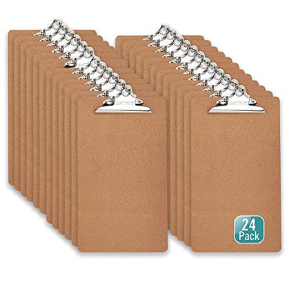 24 Clipboards Standard A4 Letter Size, 9x12.5 inch Wooden Clipboard with 6" Metal Clip, Hardboard, Fits 8.5 x 11 Inch Paper, Bulk Pack - style: 24 Pack