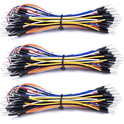 HiLetgo Pack of 3 Set 65pcs Assorted Multicoloured Solderless Wires Flexible Breadboard Jumper Wires Male to Male
