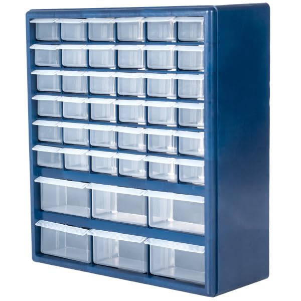 Plastic Storage Drawers – 42 Compartment Organizer – Desktop or Wall Mount Container for Hardware, Parts, Crafts, Beads, or Tools by Stalwart, 10 Targets