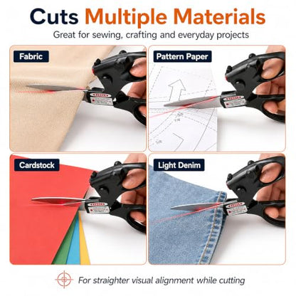 Laser Scissors Kit with Soft Tape Measure & Tailor Chalk Set, Laser Guided Scissors Sewing Guide for Fabric Cutting, Quilting, Dressmaking, Paper, Patterns & DIY Crafts