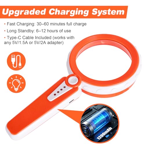 Magnifier with Light, Orange, 4.6-Inch - color: Orange