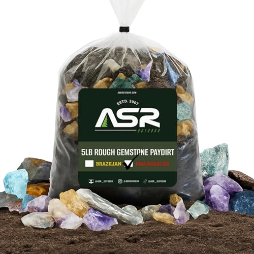 ASR Outdoor 5lb Rough Madagascar Gemstone Paydirt Bag, Rocks and Minerals Collection, Sift, Sort and Find Treasure - style: 5lb Madagascar Paydirt Bag