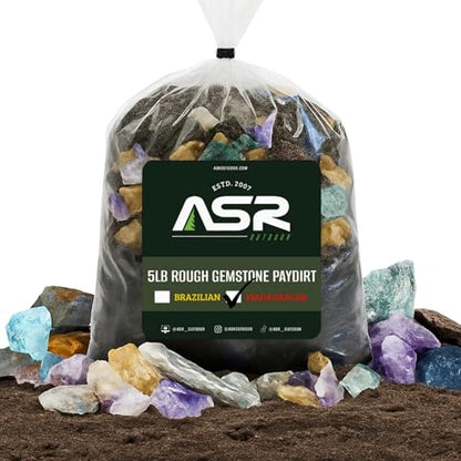 ASR Outdoor 5lb Rough Madagascar Gemstone Paydirt Bag, Rocks and Minerals Collection, Sift, Sort and Find Treasure - style: 5lb Madagascar Paydirt Bag