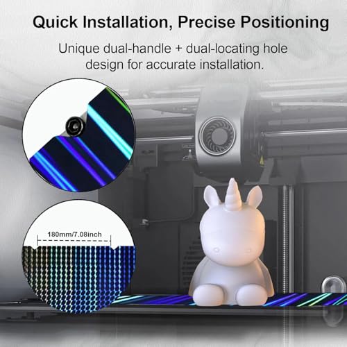 IdeaFormer-3D Smooth H1H Build Plate for Creality K1 Max, Ender 3 V3 Plus Double Sided Rainbow Streak+Phantom H1H Spring Steel Bed Plate Flexible K1 Max Sheet 315x310 mm No Magnetic Plate - color: Rainbow Streak+Phantom H1H