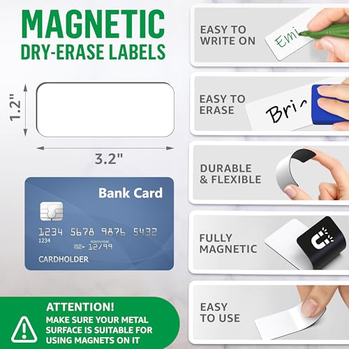 200 Pack Dry Erase Magnetic Labels 3.2x1.2 in - Magnetic Name Tags for Classroom Lockers School Bus - Classroom Magnets for Names Magnet Labels for Whiteboard Magnet Name Plates for Classrooms Blanked - color: 200 White, size: 3.2"x1.2"