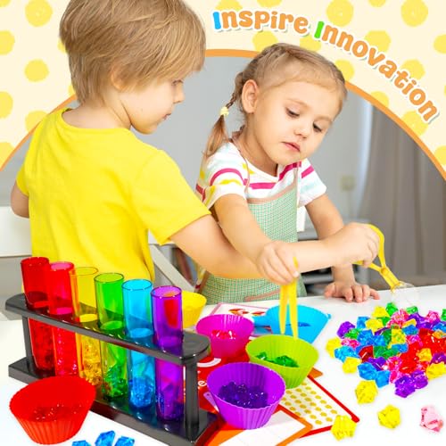 Rileryan 105 Pcs Test Tube Counting and Color Sorting Kit