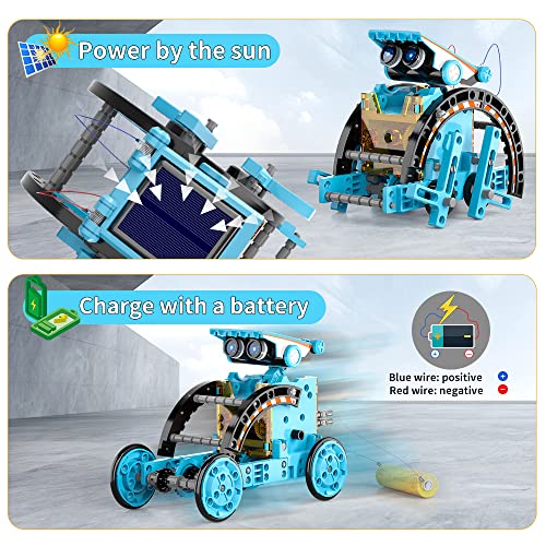 Lucky Doug 12-in-1 STEM Solar Robot Kit Toys Gifts for Kids 8 9 10 11 12 13 Years Old, Educational Building Science Experiment Set Birthday for Kids Boys Girls - color: Blue
