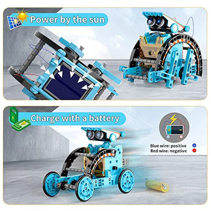 Lucky Doug 12-in-1 STEM Solar Robot Kit Toys Gifts for Kids 8 9 10 11 12 13 Years Old, Educational Building Science Experiment Set Birthday for Kids Boys Girls - color: Blue