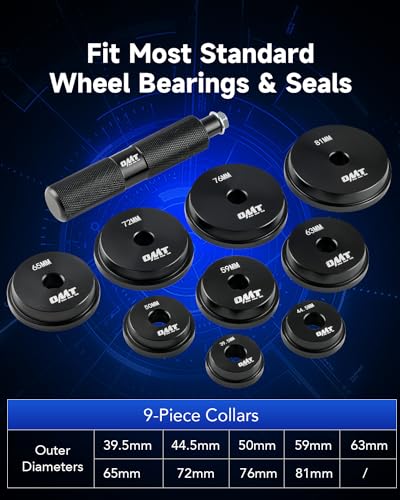 OMT Bearing Press Kit, 10pc Bearing Race and Seal Driver Set - size: 39.5-81 mm