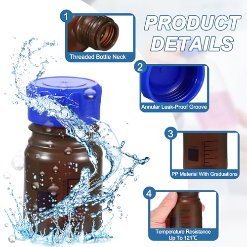 PATIKIL 100ml Media Storage Bottles,2pcs Plastic Graduated Bottle, Brown - color: Brown, size: 100ml