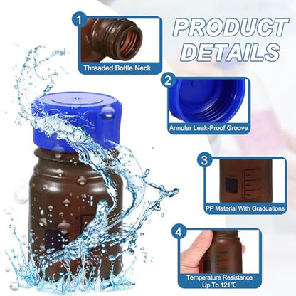 PATIKIL 100ml Media Storage Bottles,2pcs Plastic Graduated Bottle, Brown - color: Brown, size: 100ml