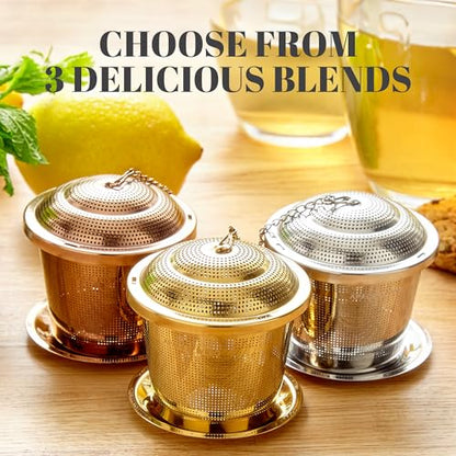 Tea Infuser Set of 2 with Tea Scoop & Drip Trays, Loose Leaf Tea Strainer - color: Silver, size: Medium