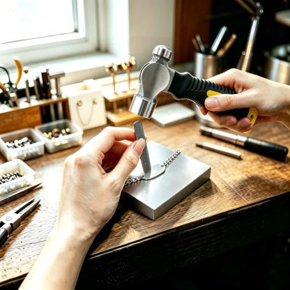 Steel Bench Block and Metal Stamping Hammer Kit, Metal Bench Block, Jewelry Stamping Hammer, Jewelry Metal Stamping Tools for Jewelry Making & Metal Stamping - color: Square