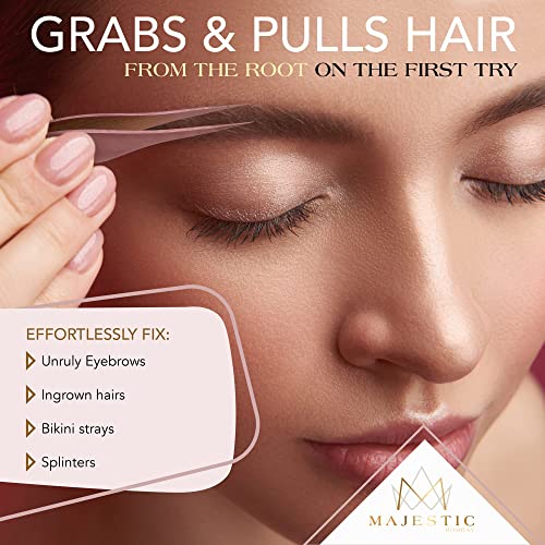 Majestic Bombay Fine Point Tweezers, Eyebrows, Facial Hair, Women and Men - color: Rose Gold