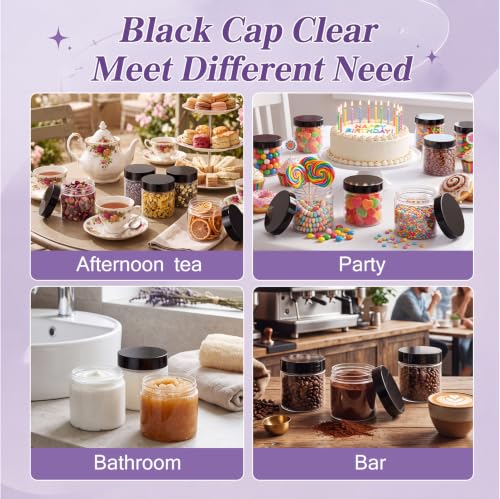 SATINIOR 500 Pcs Plastic Cosmetic Jars Empty with Lids, Black Lids, 2 oz - color: Black Lids, size: 2 oz