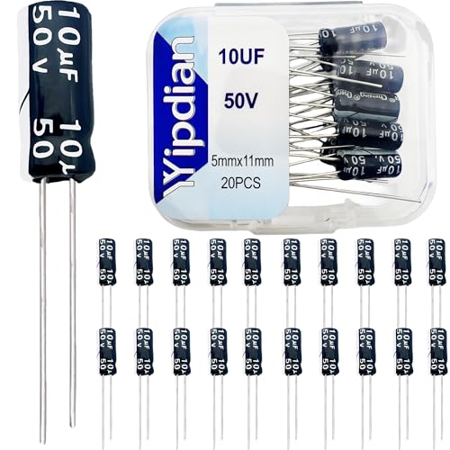 Electrolytic Capacitor YYipdian 10uF 50V 5x11mm High Temperature Resilience Aluminum Capacitors (Pack of 20) - size: 10uF 50V 5x11mm 20PCS