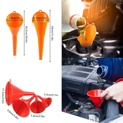 10 Pcs Automotive Funnels Set Wide Mouth Fuel Plastic Long Neck