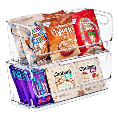 Sorbus Clear Pantry Organizer with Stackable Storage Bins, Open Front - size: Small Wide, style: 2 Pack