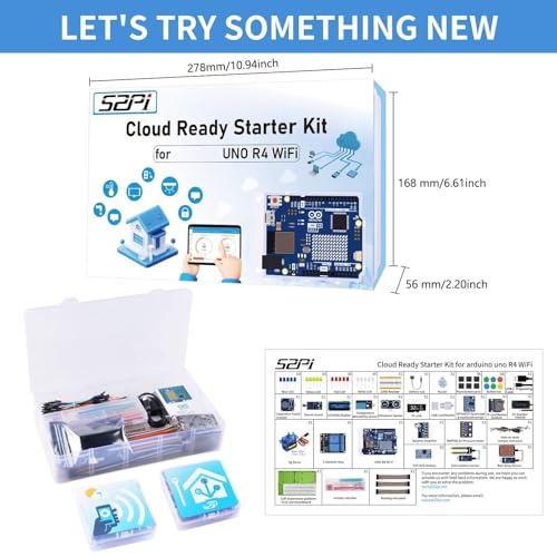 GeeekPi Cloud Ready Starter Kit for Arduino UNO R4 WiFi, Bluetooth, I2C, 12x8 LED Matrix, IoT Integration and Tutorials for Beginners & Engineers